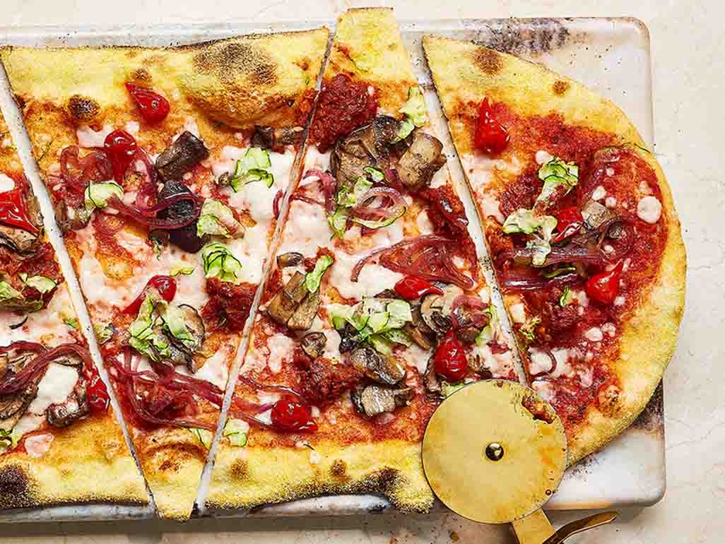 Ask Italian vegan pizza with mushrooms and peppers