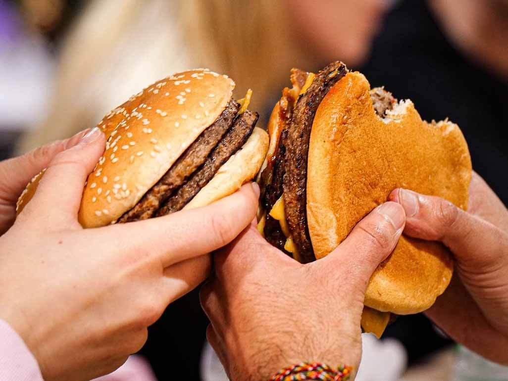 Burger King Double Whopper cheese burgers with sesame seed buns