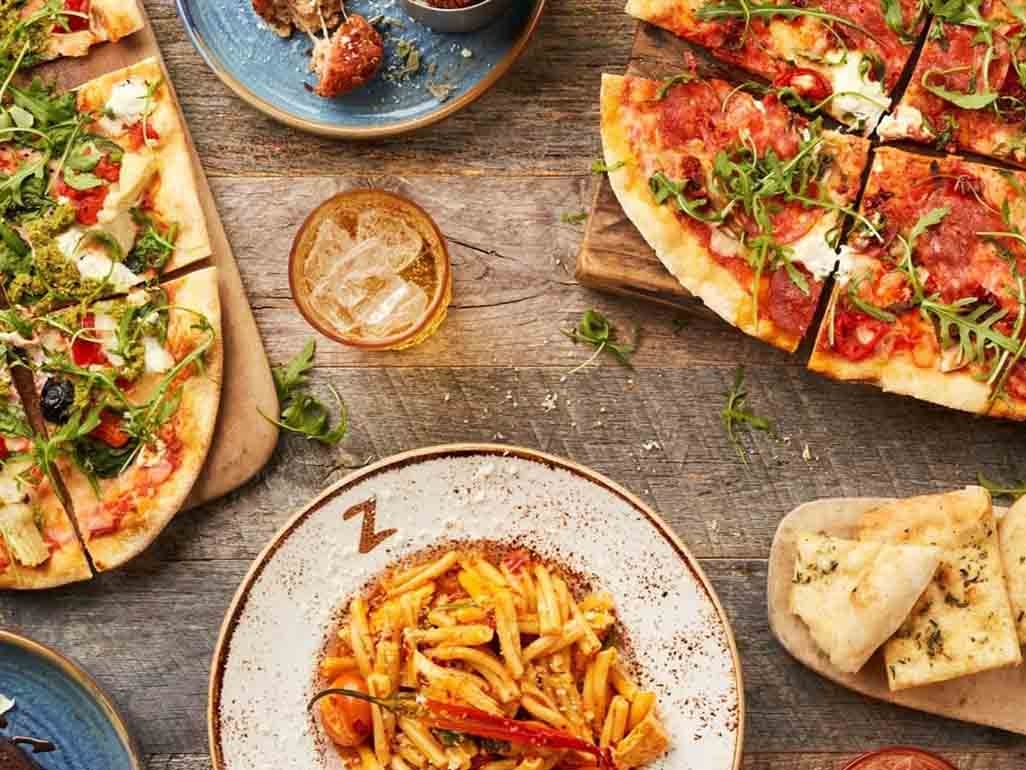 Zizzi pizza and pasta dishes